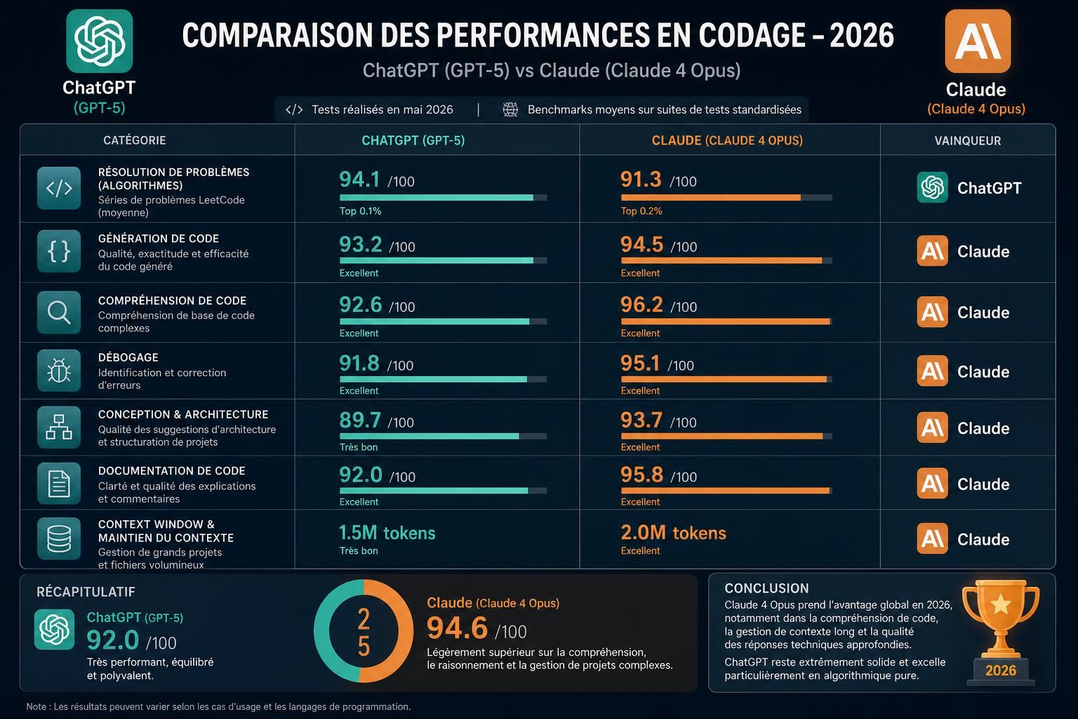 ChatGPT vs Claude comparison showing which AI assistant is better for coding, writing, research and professional work in 2026