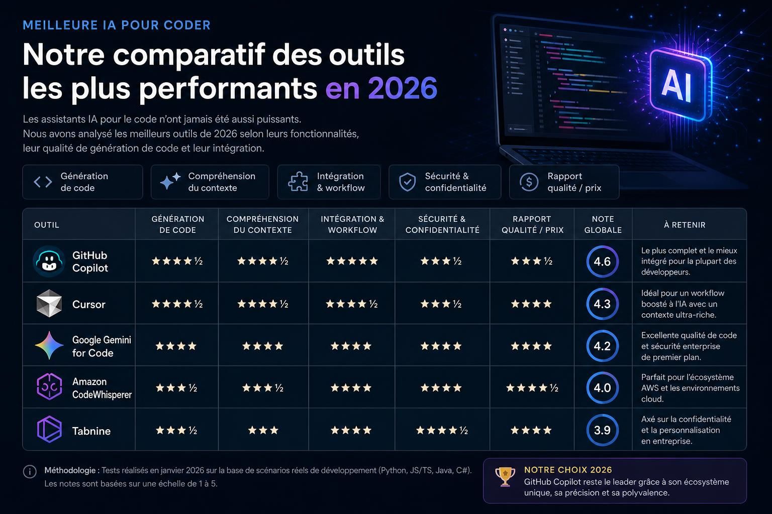 découvrez notre comparatif 2026 des meilleures ia pour coder