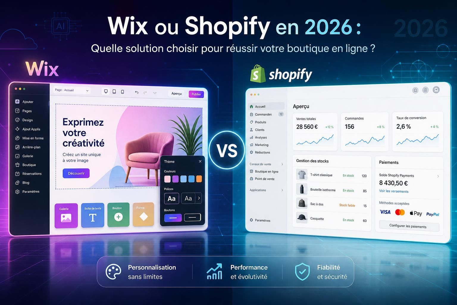 découvrez quelle plateforme choisir pour votre boutique en ligne en 2026 : wix ou shopify. comparez les fonctionnalités, les prix et les avantages pour faire le meilleur choix.