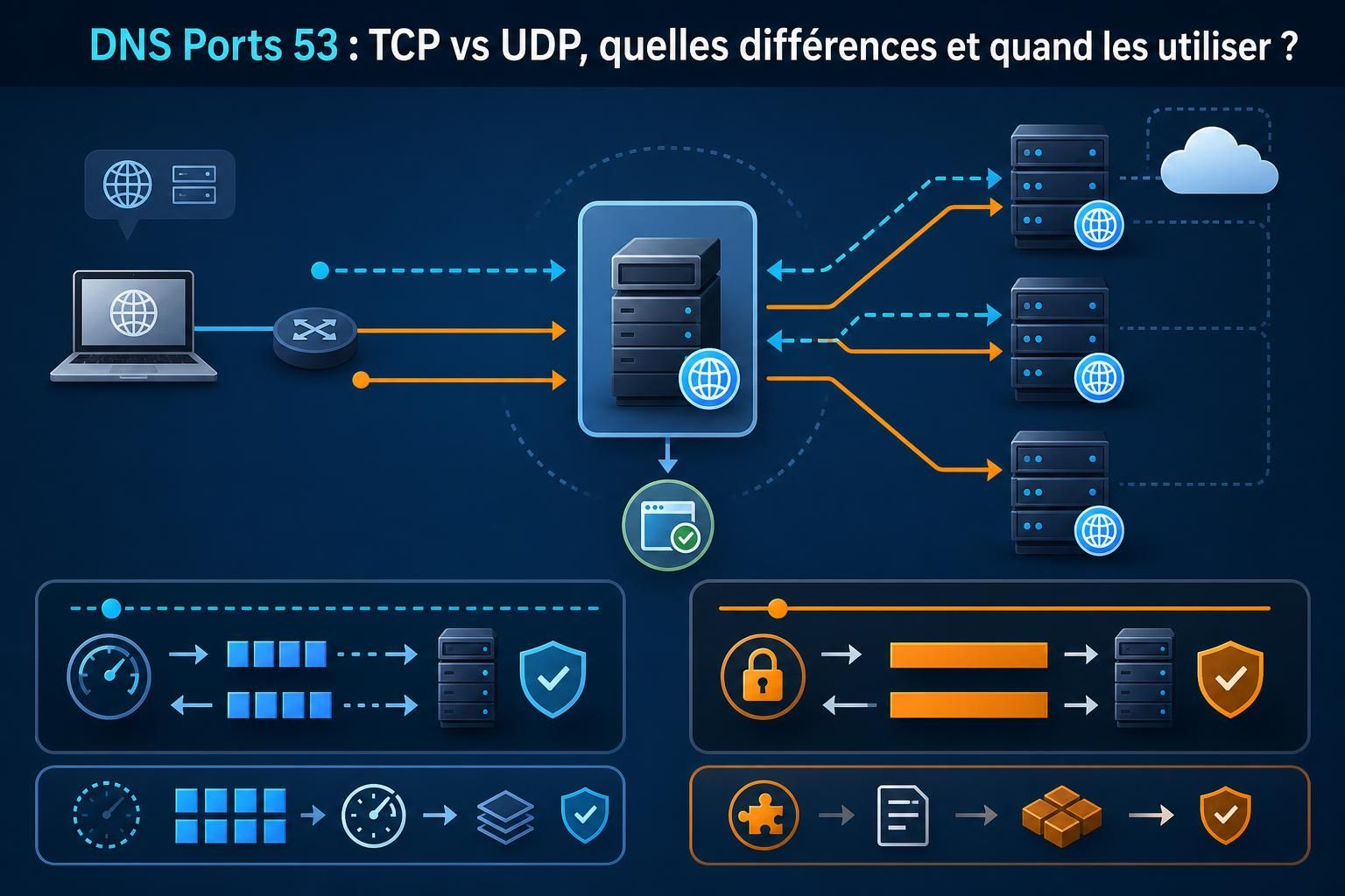 découvrez le rôle du port dns, son fonctionnement, et pourquoi les ports tcp et udp 53 sont essentiels pour la résolution des noms de domaine.
